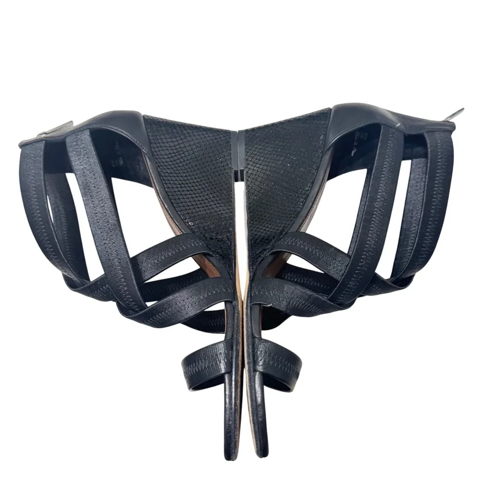 Donald J Pliner Jemi Wedge Sandals Womens 11M Black Leather Criss‎ Cross